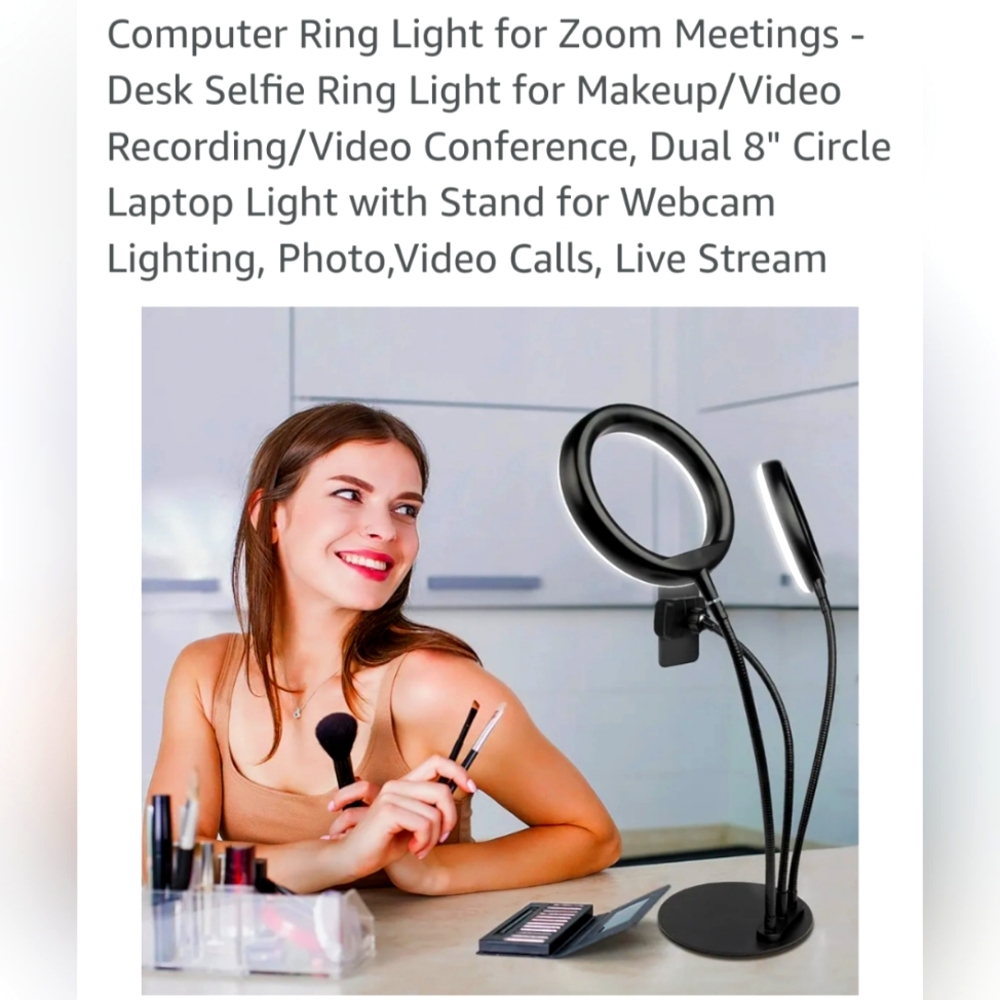 Black Desk Ring Light for Video Calls